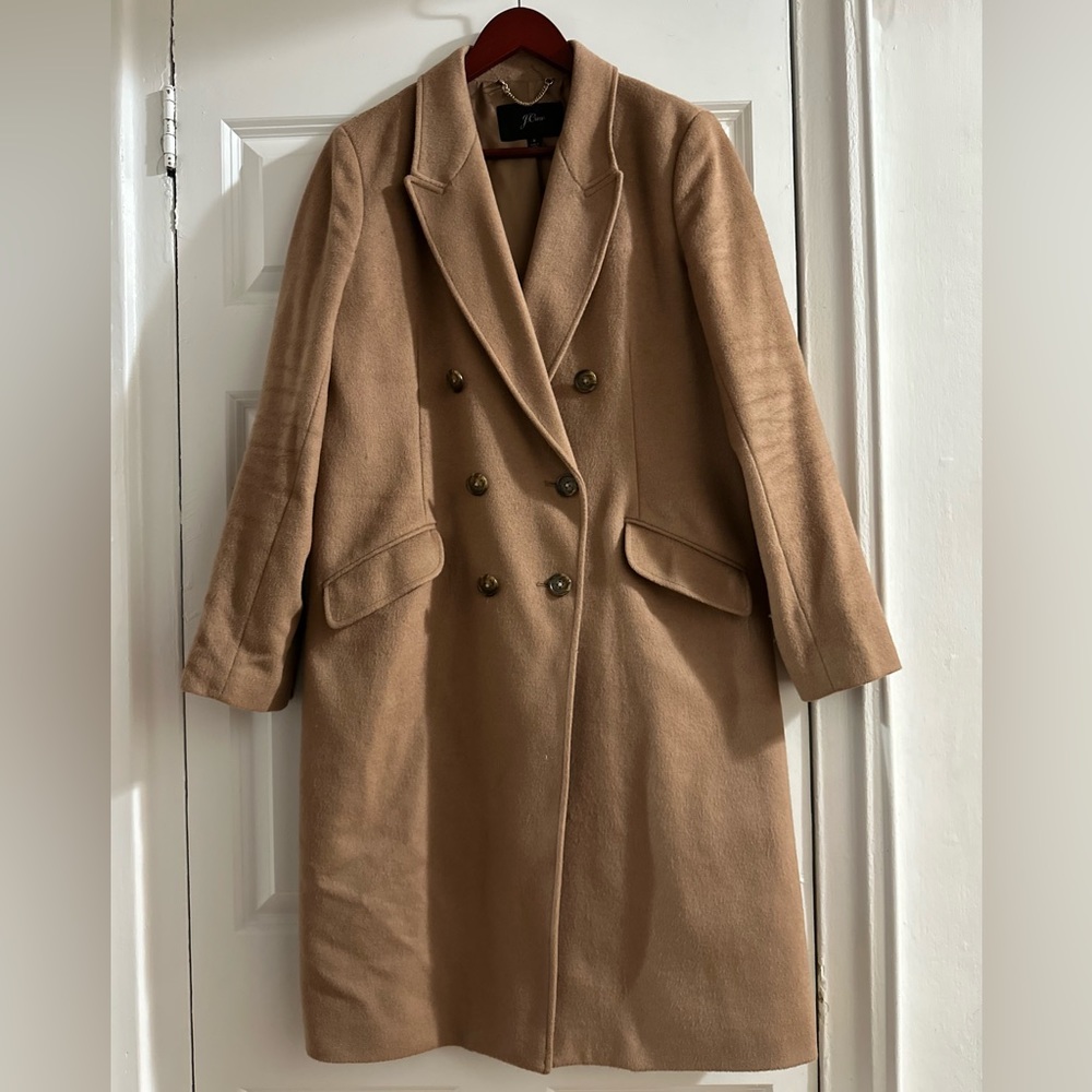 JCrew Camel double breasted wool-cashmere coat- Size 8